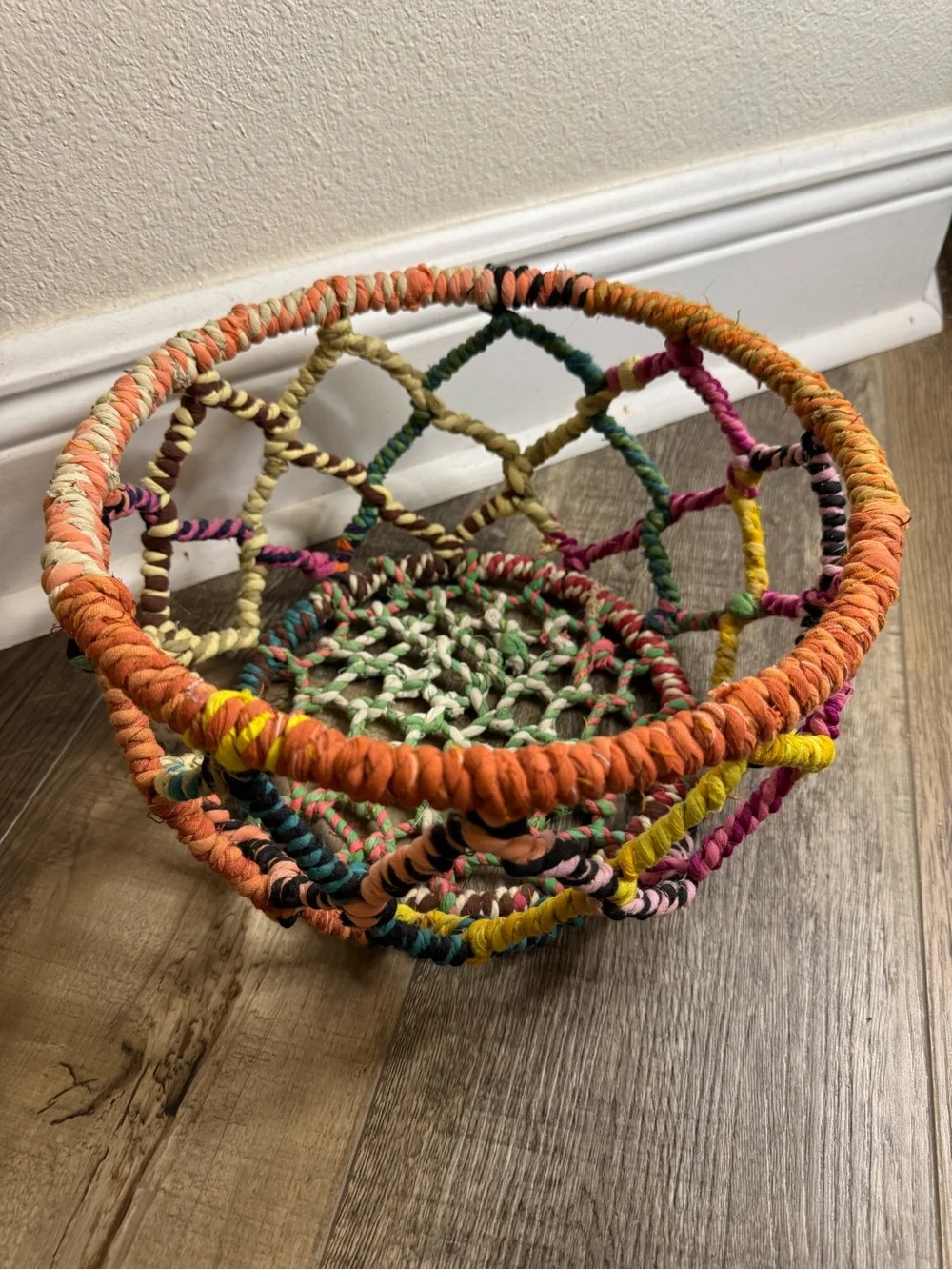 Handwoven Recycled Jute Metal/Colorful Rope Basket